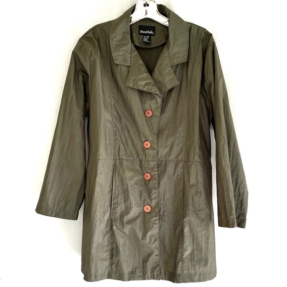 ShedRain Olive Green Rain Coat w Pockets Women’s Size S/M Lightweight & … - Picture 4 of 7
